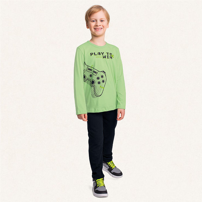 Conjunto play camiseta manga longa em meia malha e calça em moletinho