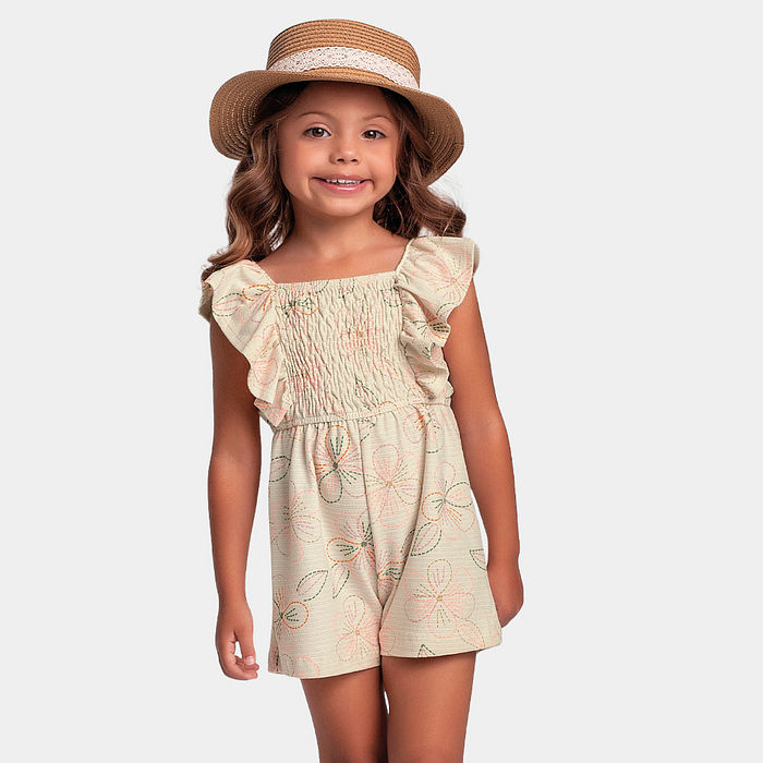 Macacão florido com lastex