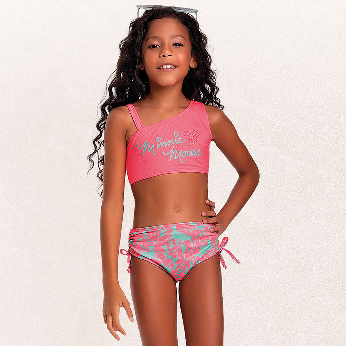 Conjunto biquíni top e calcinha Minnie Mouse