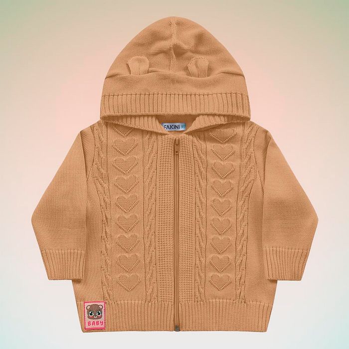 Jaqueta com capuz em tricot