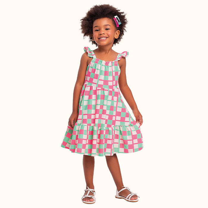 Vestido xadrez em malha florence de alcinha