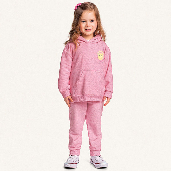 Blusão com capuz em moletinho linho sol