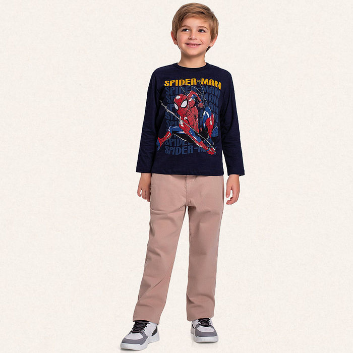 Camiseta manga longa em meia malha Spider-man
