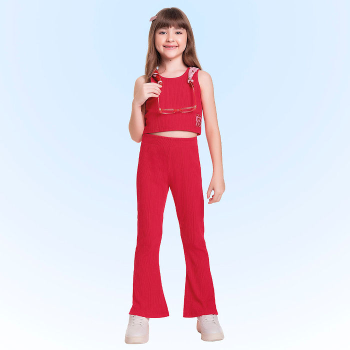 Conjunto regata cropped e calça flare em ribana 5x3