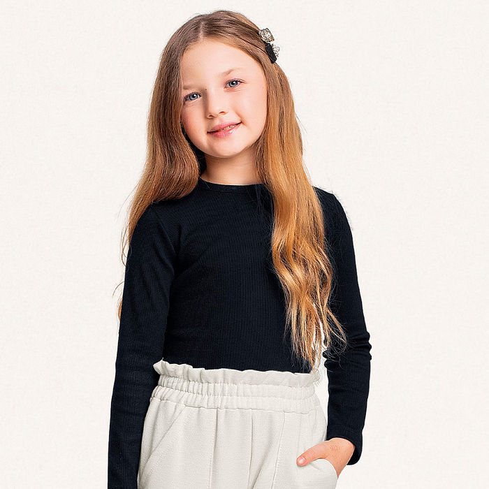 Blusa manga longa em ribana minimalista