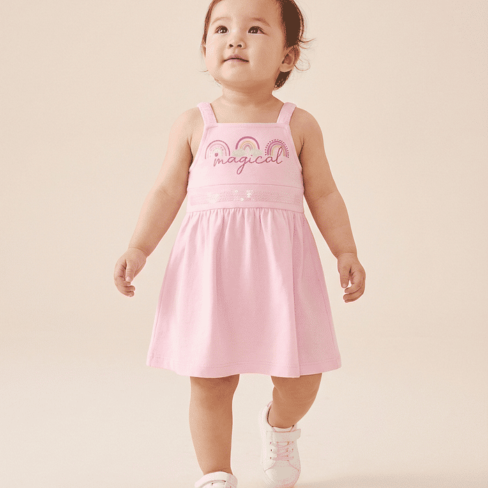 Vestido bebê menina magical glitter paete