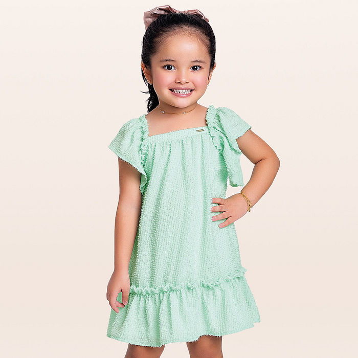 Vestido em tecido de brilho com forro