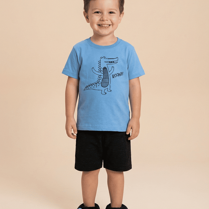 Conjunto camiseta e bermuda Dino