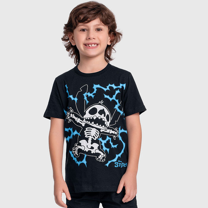 Camiseta em meia malha choque Stitch