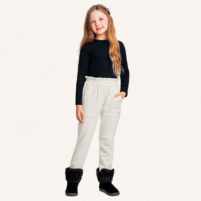 Blusa manga longa em ribana minimalista