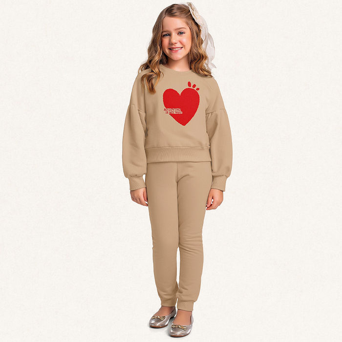 Conjunto blusão e calça em moletom so loving is my way