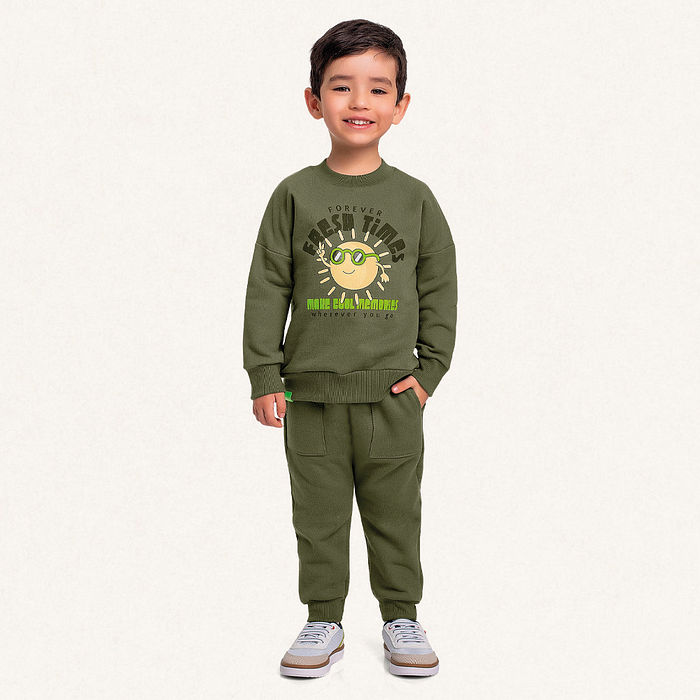 Conjunto blusão e calça em moletom fresh times