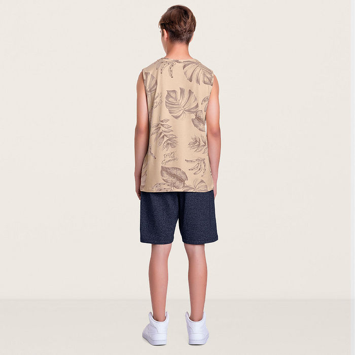 Bermuda em moletinho molinê com bordado e bolso