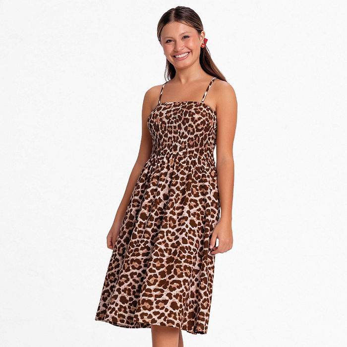 Vestido com lastex e alças em malha florence