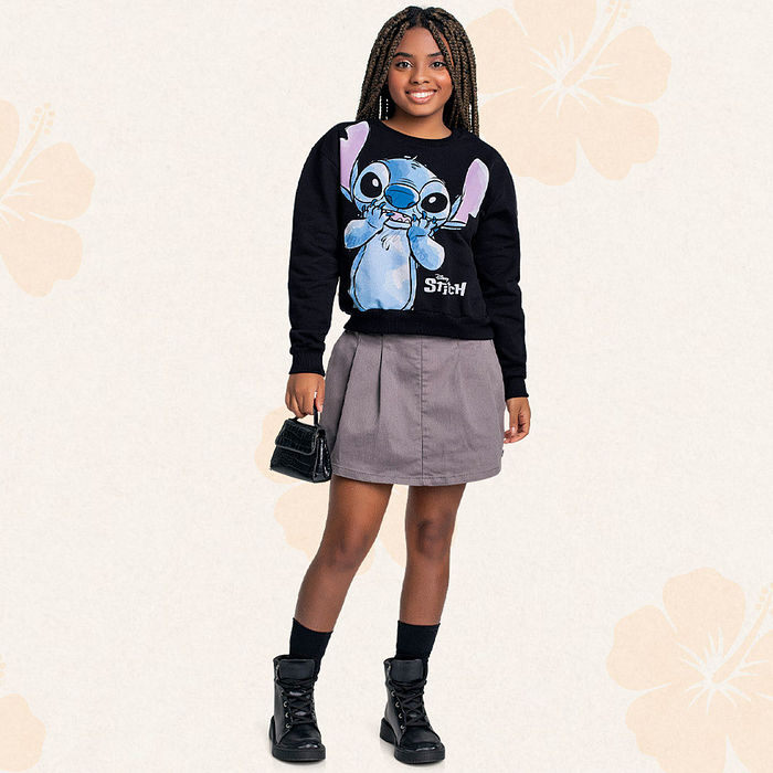 Blusão em moletom Lilo & Stitch