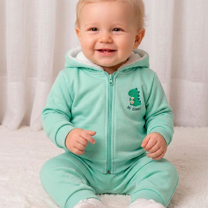 Conjunto jaqueta com capuz e calça