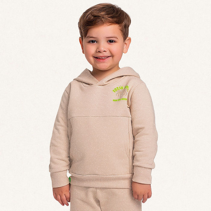 Conjunto blusão com capuz e calça em moletom molinê coqueiro