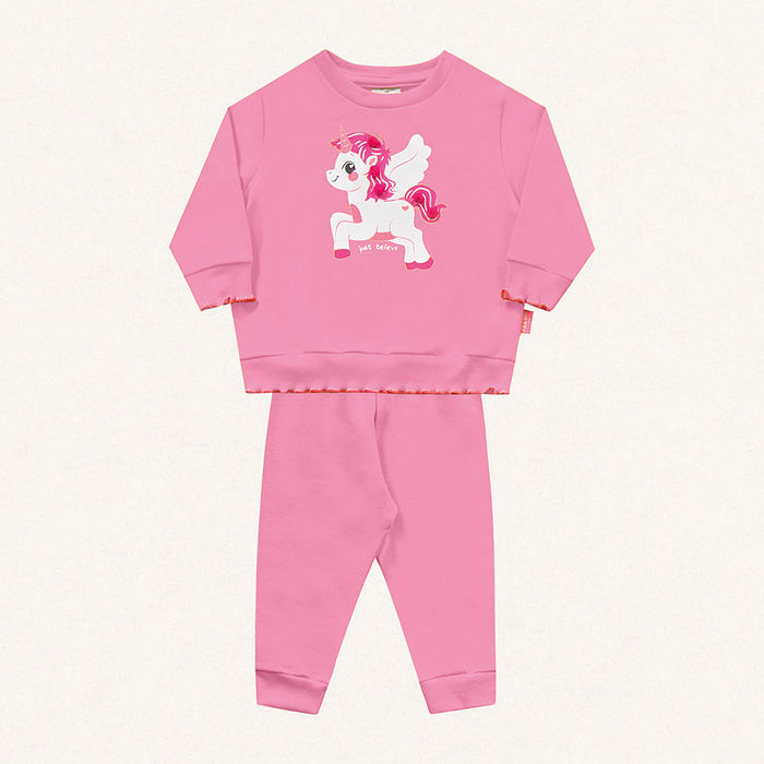 Conjunto blusão e calça em molecotton unicórnio