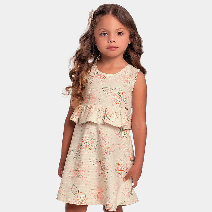 Vestido com flor em malha florence