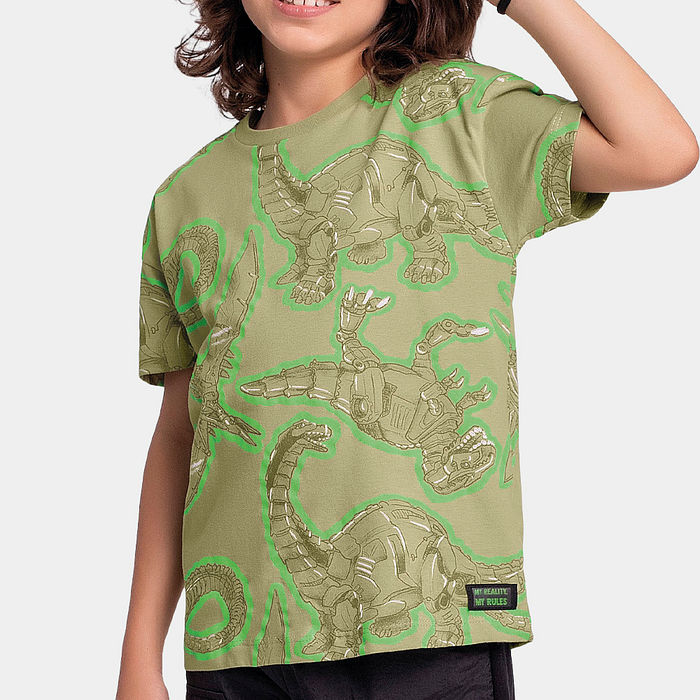 Camiseta dinossauro em meia malha