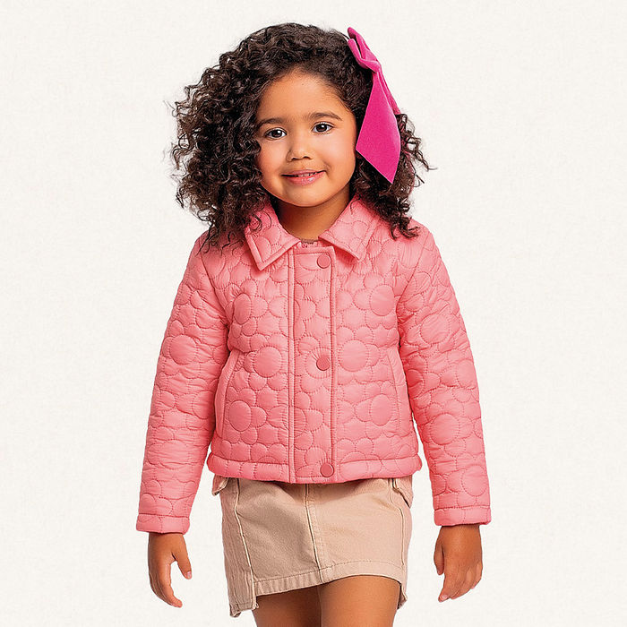 Jaqueta puffer com forro flores