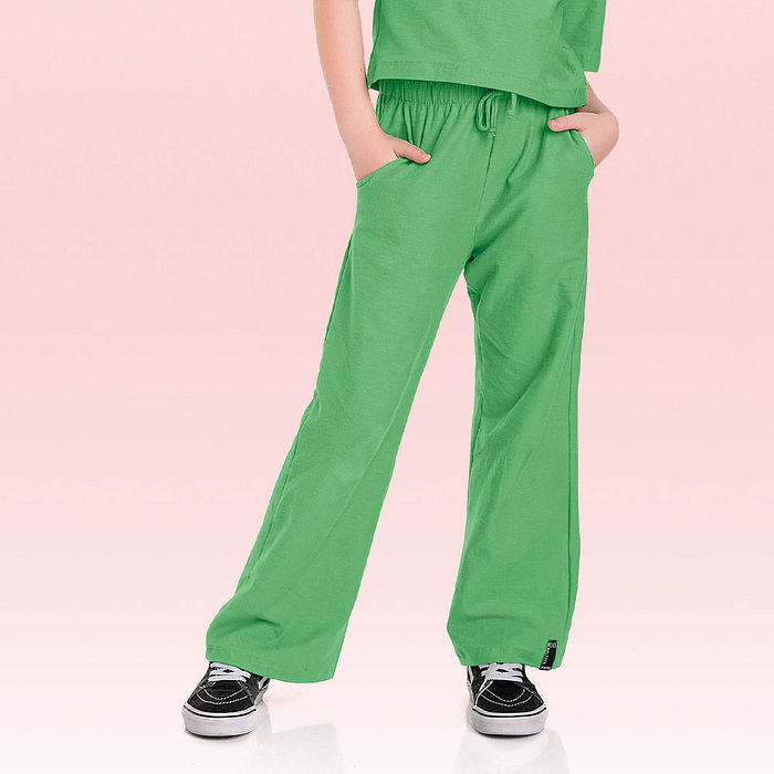 Calça wide leg em cotton flamê