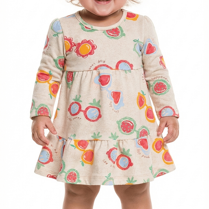 Vestido óculos em molecotton linho