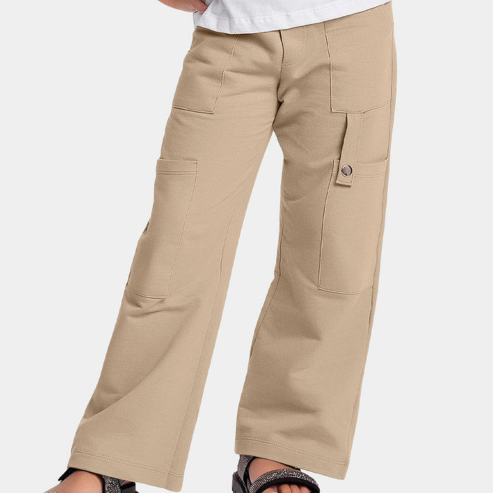 Calça wide leg em moletinho com martingale