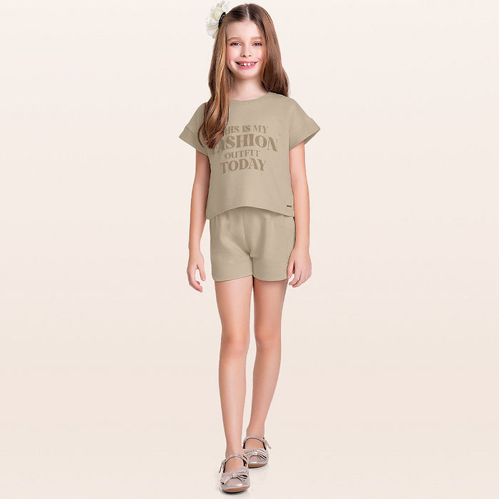 Conjunto blusa e short em moletinho fashion