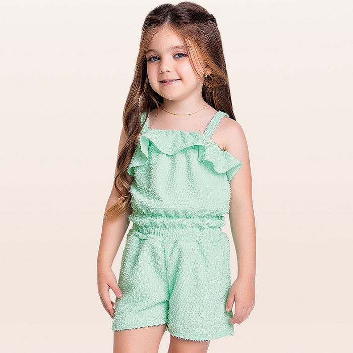 Conjunto regata e short em tecido de brilho