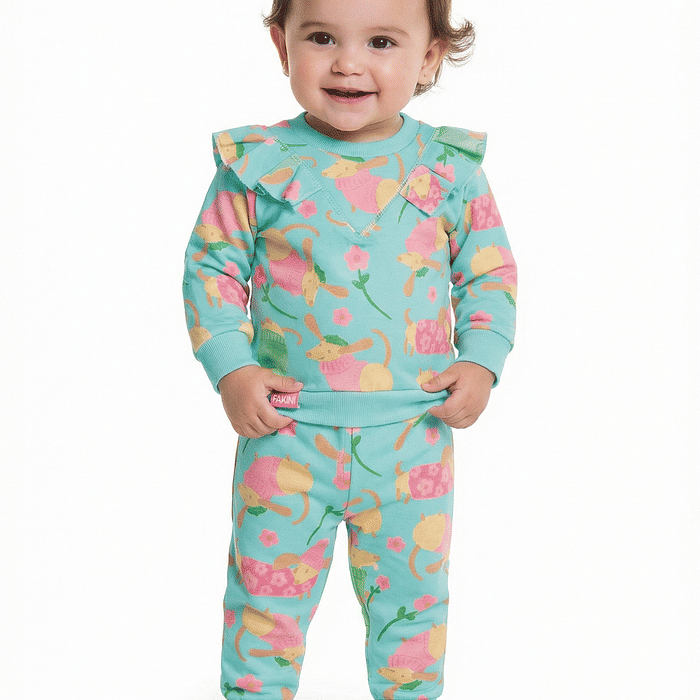 Conjunto blusão e calça em molecotton dogs