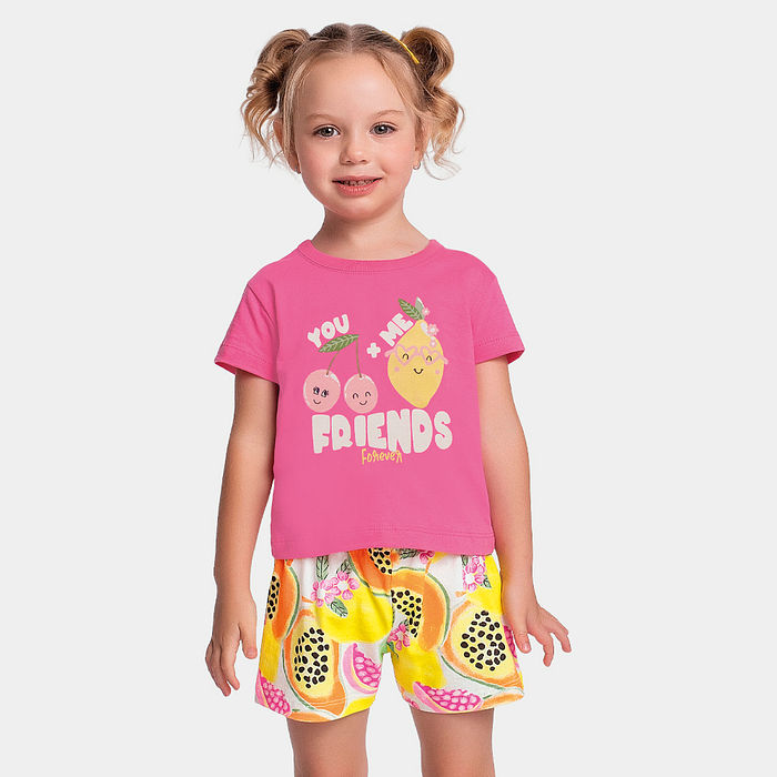 Conjunto blusa e short de frutas