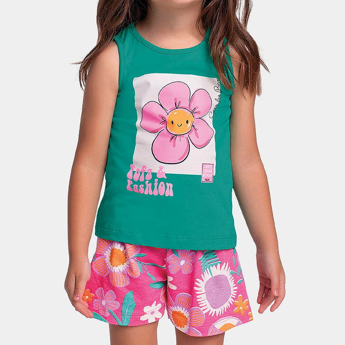 Conjunto regata e short de flor