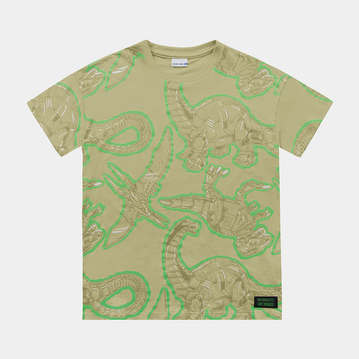Camiseta dinossauro em meia malha