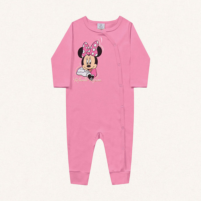 Macacão manga longa em suedine Minnie