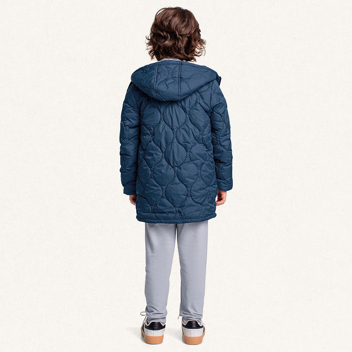 Jaqueta puffer com capuz forrado com pelo