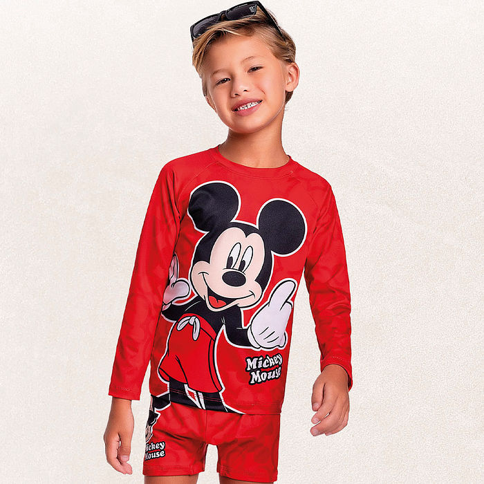 Camiseta manga longa praia mickey mouse