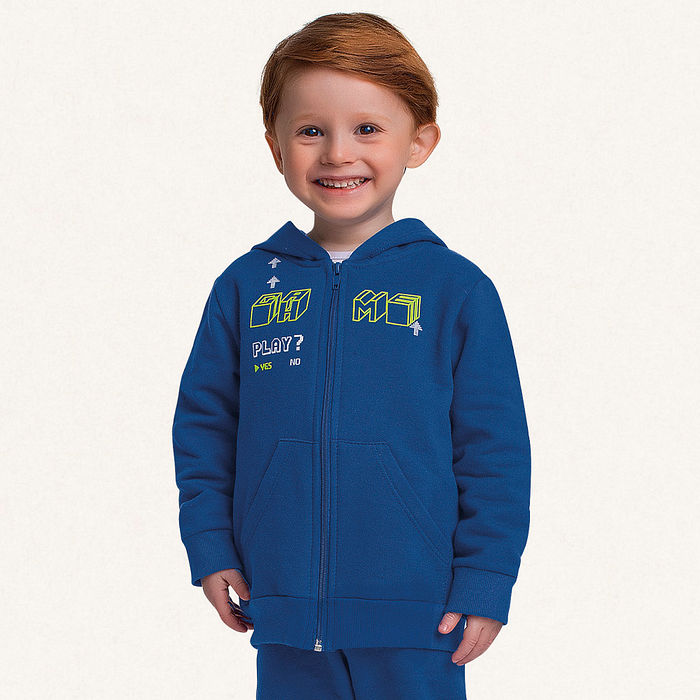 Conjunto jaqueta com capuz e calça em moletom game play