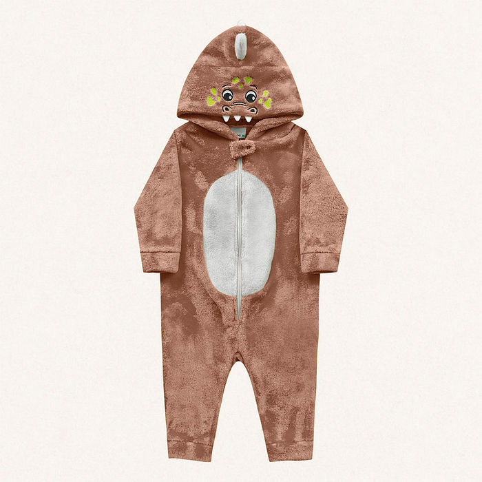 Kigurumi dinossauro em tecido fleece