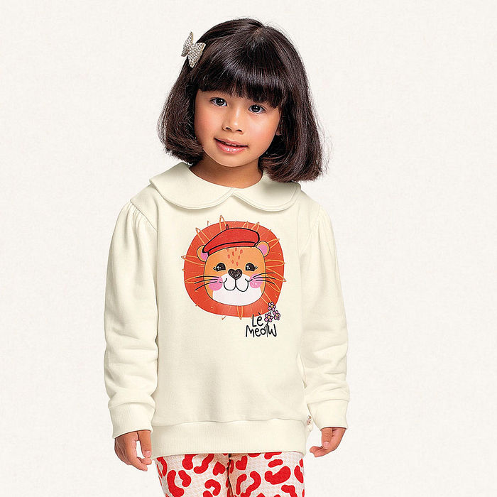 Conjunto blusão em moletom e legging em molecotton leãozinho