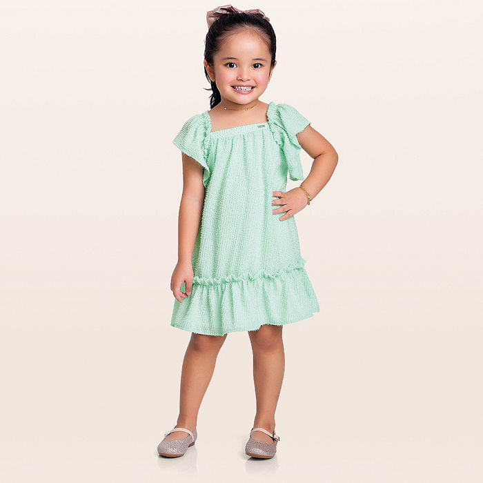 Vestido em tecido de brilho com forro