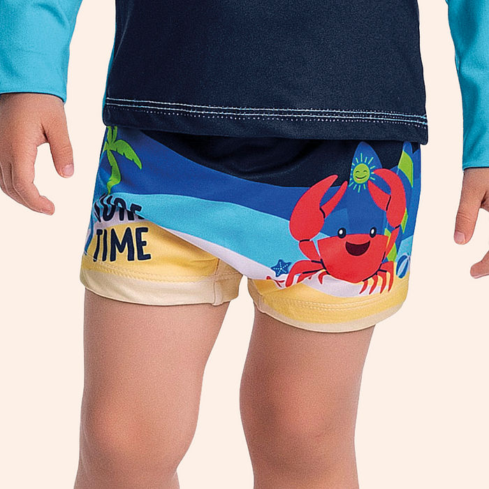 Sunga boxer sublimada com cadarço interno e forro em cotton poliéster