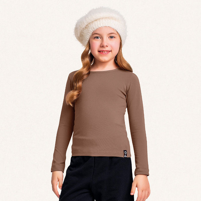 Blusa manga longa em cotton minimalista