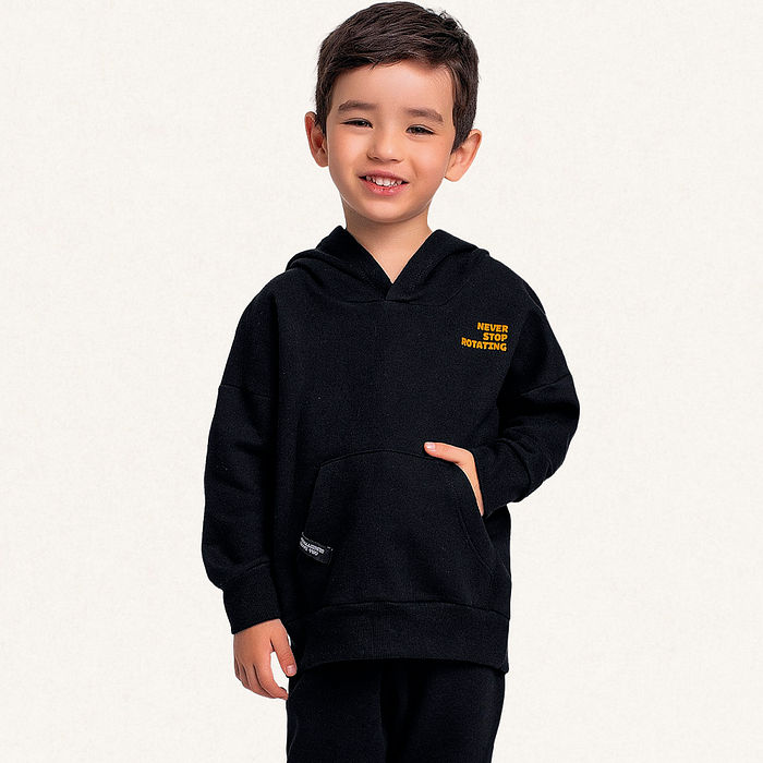 Conjunto blusão com capuz e calça em moletom com bolso