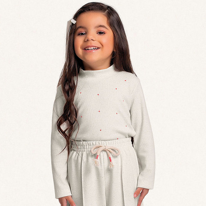 Blusa manga longa em ribana com strass