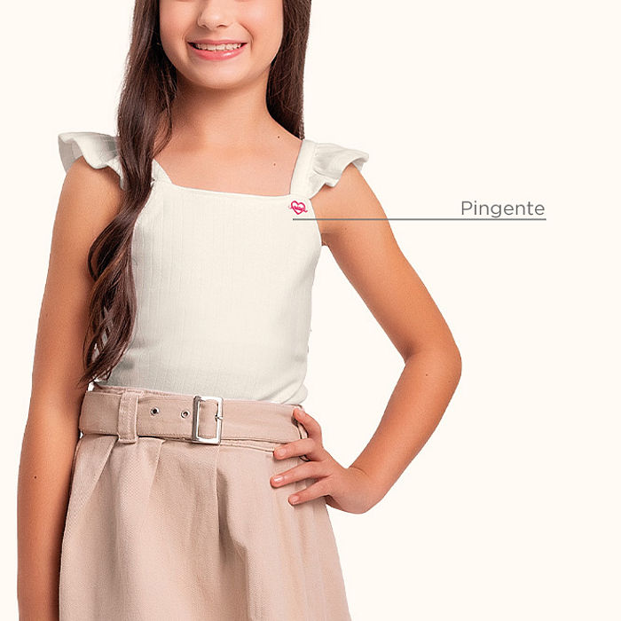 Blusa em malha pointelle com pingente