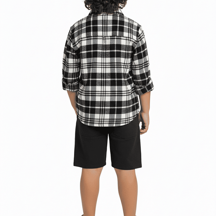 Camisa manga longa em tecido xadrez