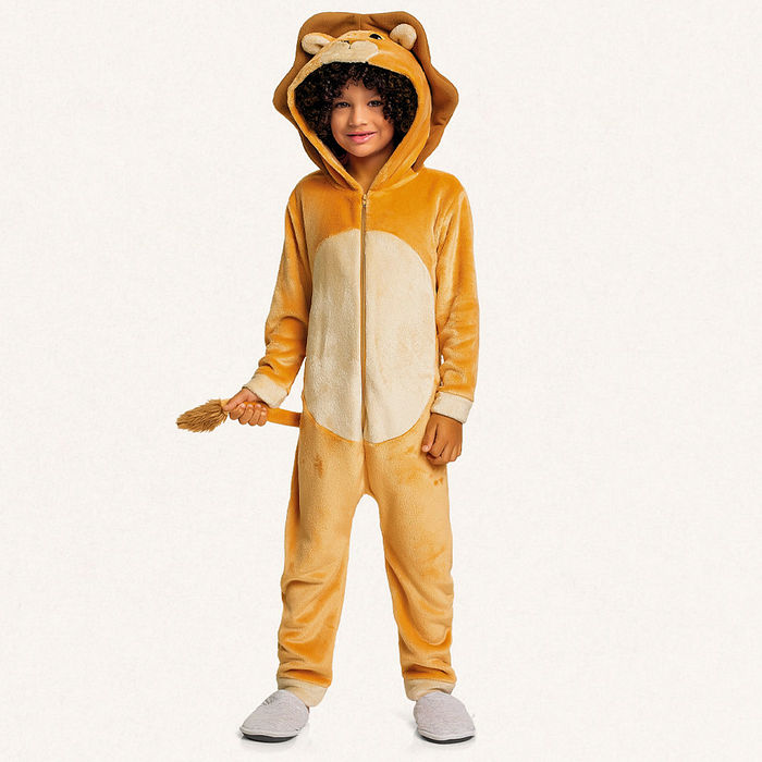 Kigurumi leão em tecido fleece