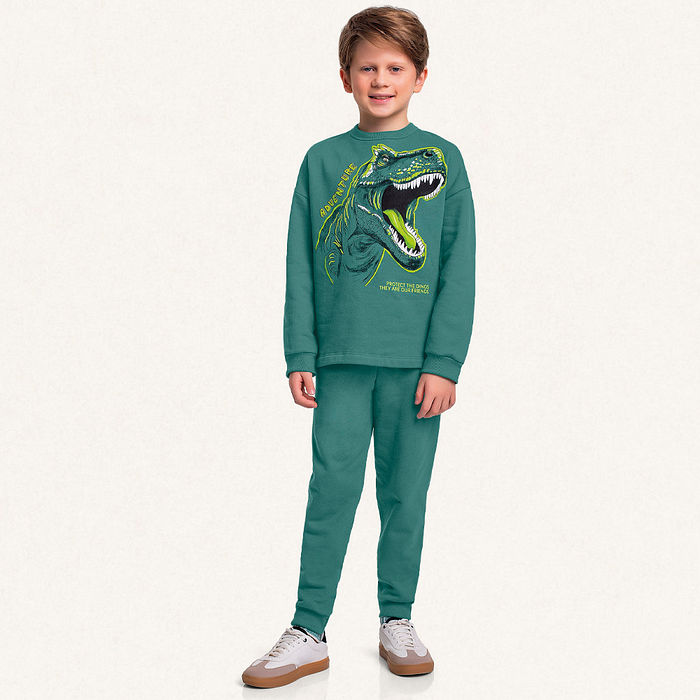 Conjunto blusão e calça em moletom dino