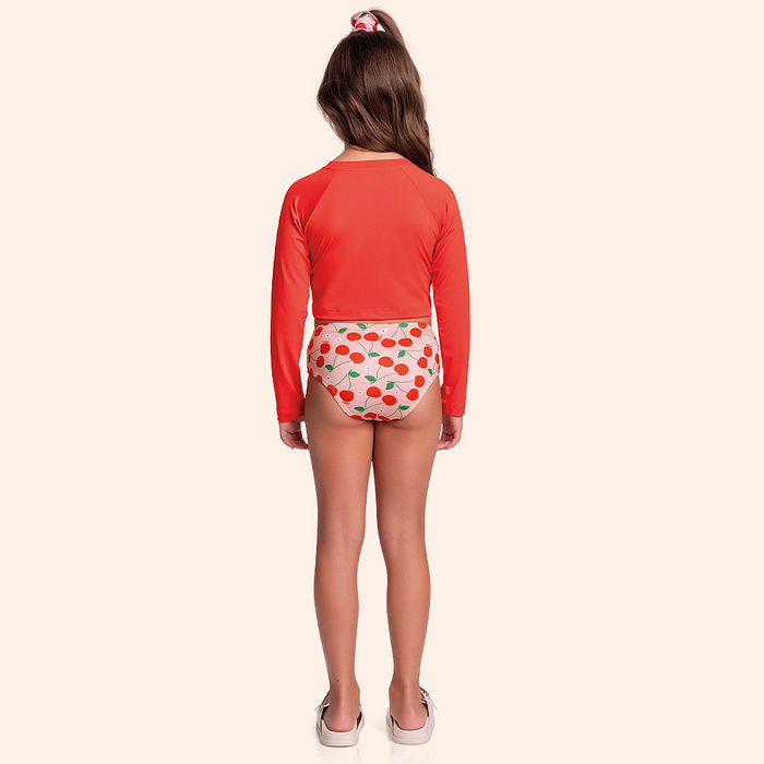 Conjunto blusa manga longa, calcinha e amarrador com forro em cotton poliéster